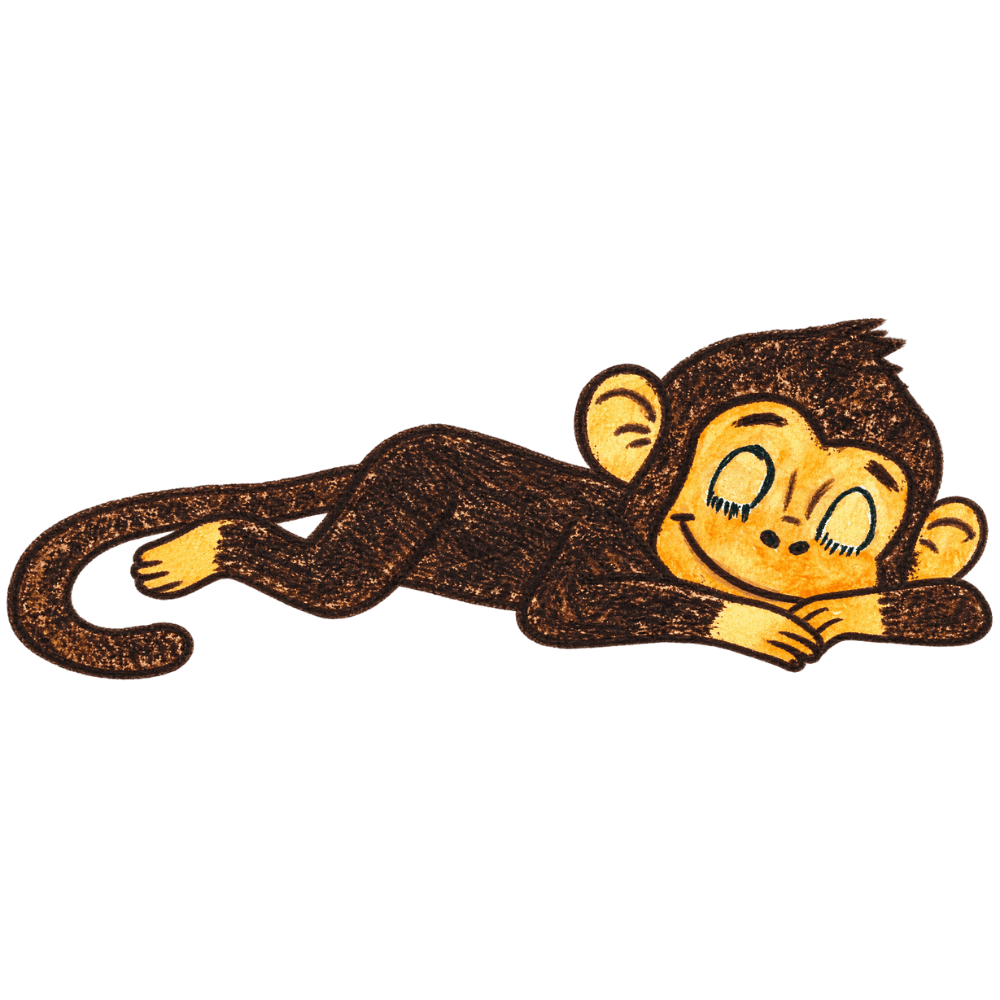 Billy Monkey finally drifting off to sleep