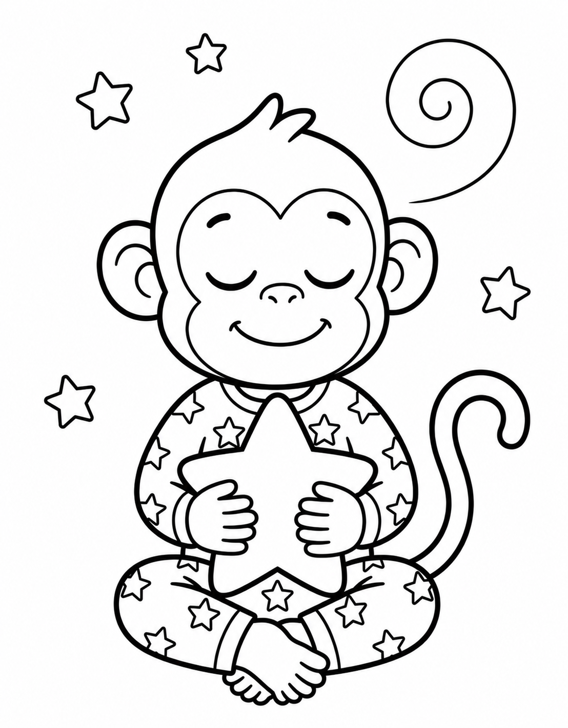 Preview of Billy holding a bedtime star colouring page